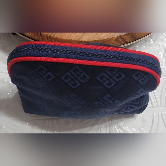 Givenchy Monogram Navy Blue & Red Small Travel Cosmetic Toiletries Makeup Bag - Picture 4 of 7